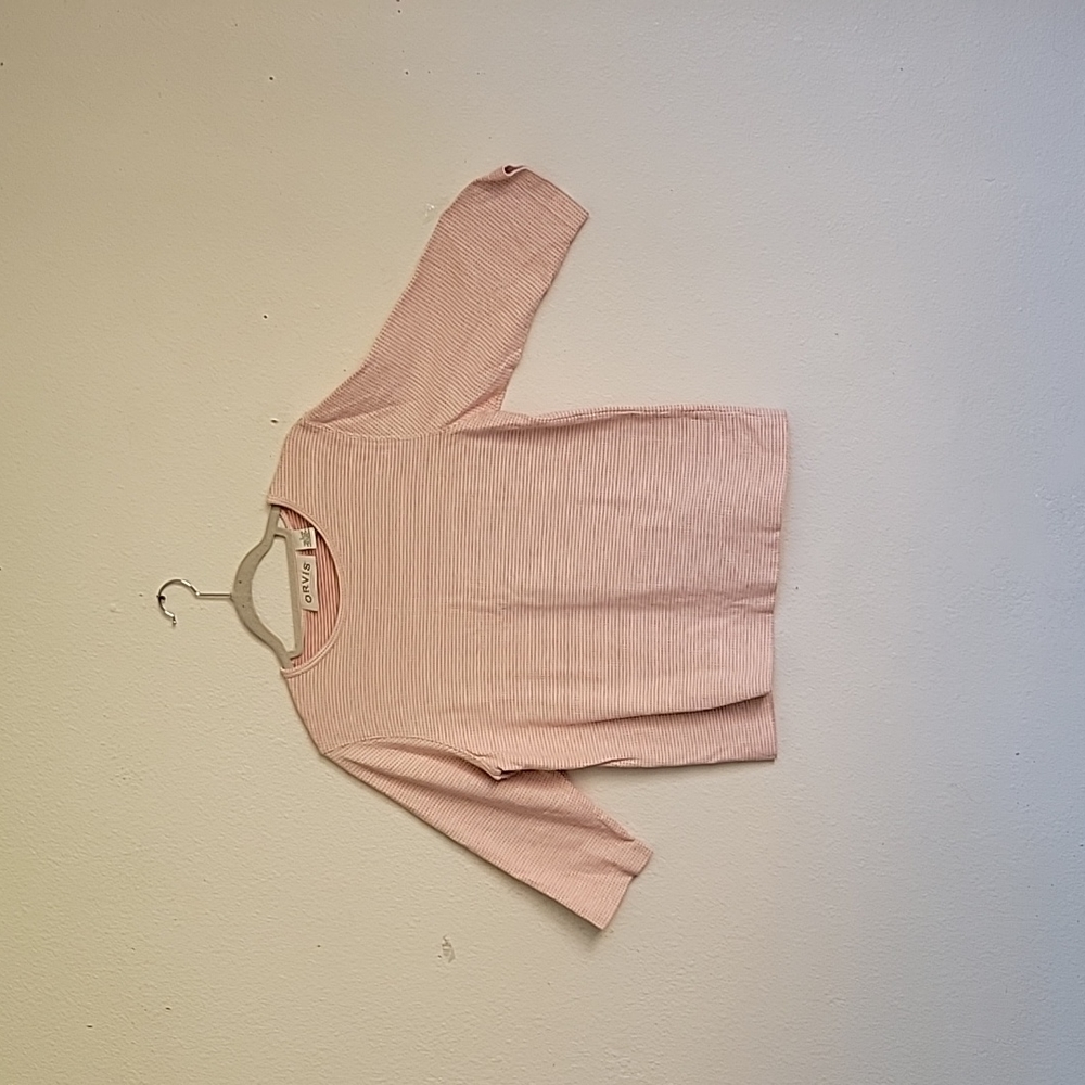 ORVIS 3/4 sleeves roundneck blause size Small colors ivory pink